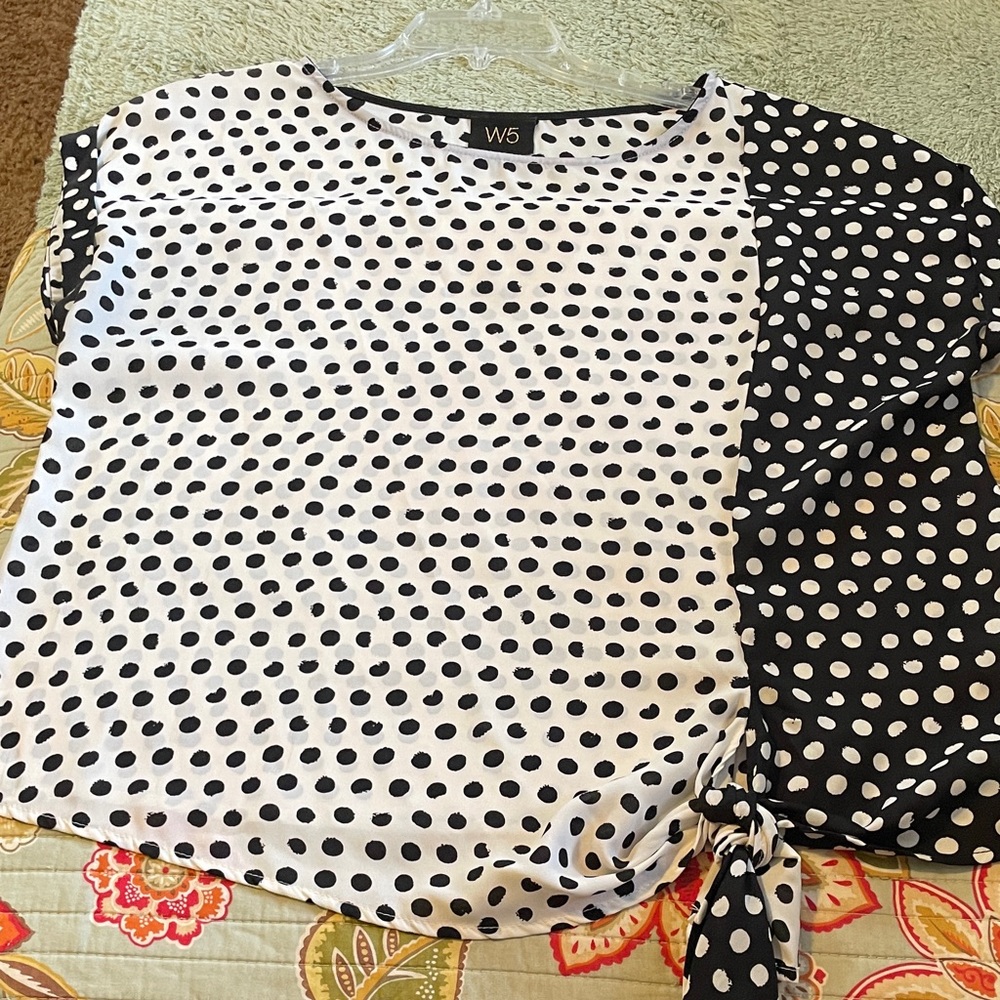 W5 Monochrome Polka Dot Blouse-XL